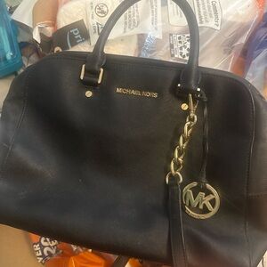 Michael Kors Black Satchel with Gold Accents